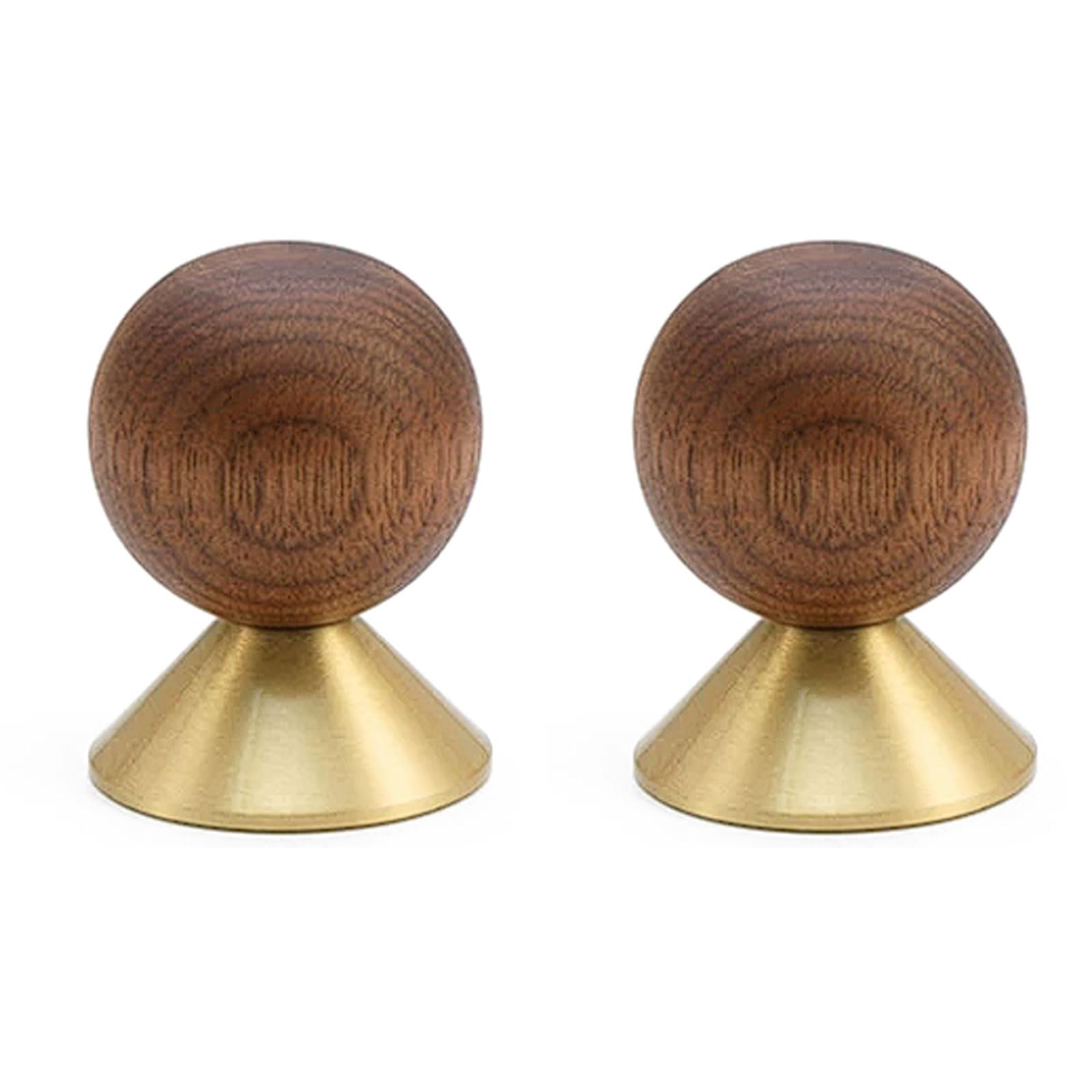 Chenhoju Brass Walnut Wood And Cabinet Knobs Single Hole, Three Finishes For Drawers, Wardrobes, And Cabinets Cabinet Pulls(,30Mm)