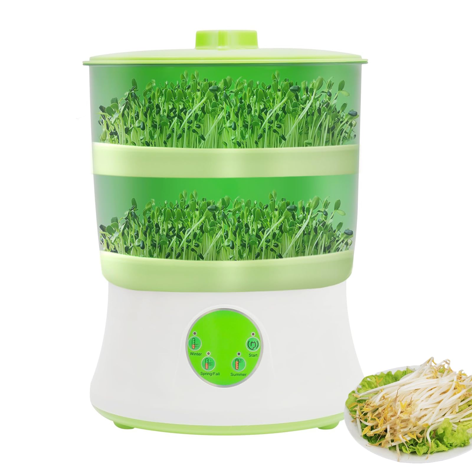 Sprouts Growing Kit, 360° Sprinkler & 3 Saisonale Modi, Automatische Maschine für Rettich, Weizengras, Brokkoli und andere Sprossen