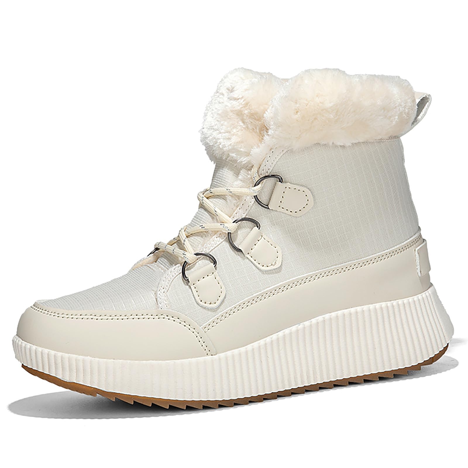 Womens Winter Snow Boots Comfort Warm Fur Lined Lace Up Casual Booties Non Slip Walking Outdoor Ankle Boots