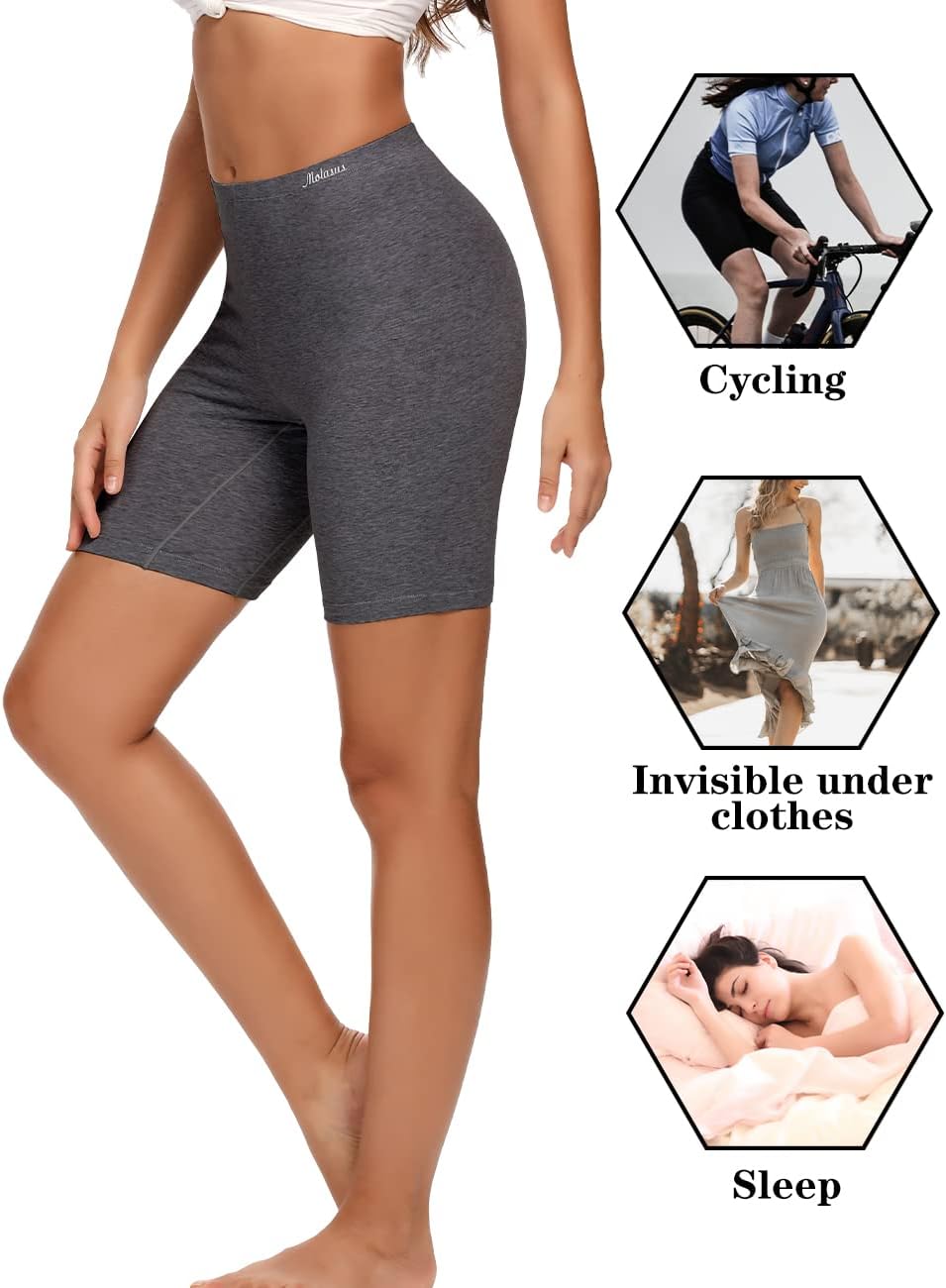 Molasus Womens Cotton Boxer Shorts Underwear Anti Chafing Bike Shorts(Regular & Plus Size) - Image 4