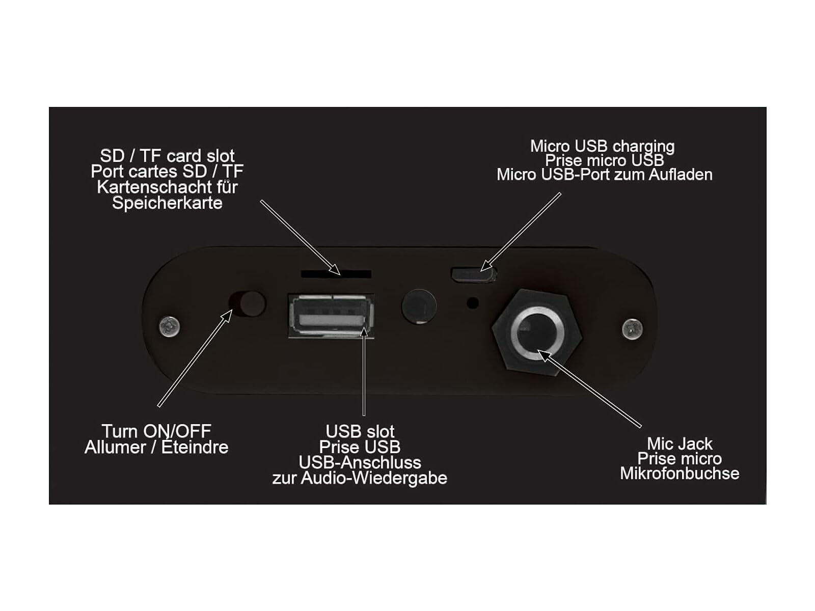 Lexibook iPparty Hoparlör - Taşınabilir Bluetooth Mikrofon Hoparlörü, Karaoke, Işık Efektleri, Kablosuz, USB, SD Kart, Şarj Edilebilir Pil, Siyah, BTP180BKZ, Tek Boyut