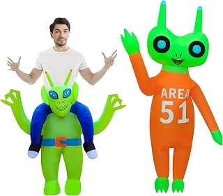 2 Packs Hilarious Inflatable Alien Costumes Blow Up Suit Cosplay Outfit for Adult Birthday/Halloween/Easter/Parties