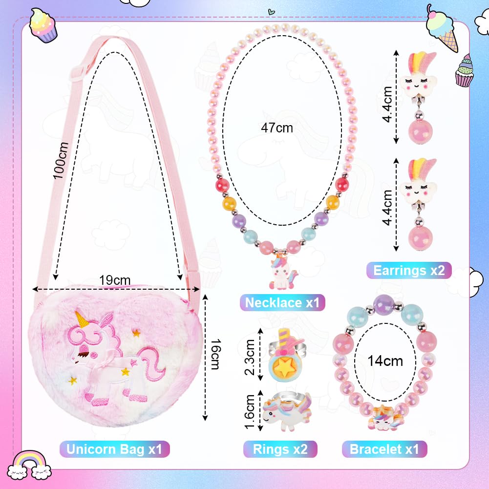 Accessori Unicorno Bambini Borsa Unicorno Per Ragazze Con Gioielli - Set 13 Pezzi Regalo Compleanno Set Gioielli Unicorno 13 Pezzi - 6