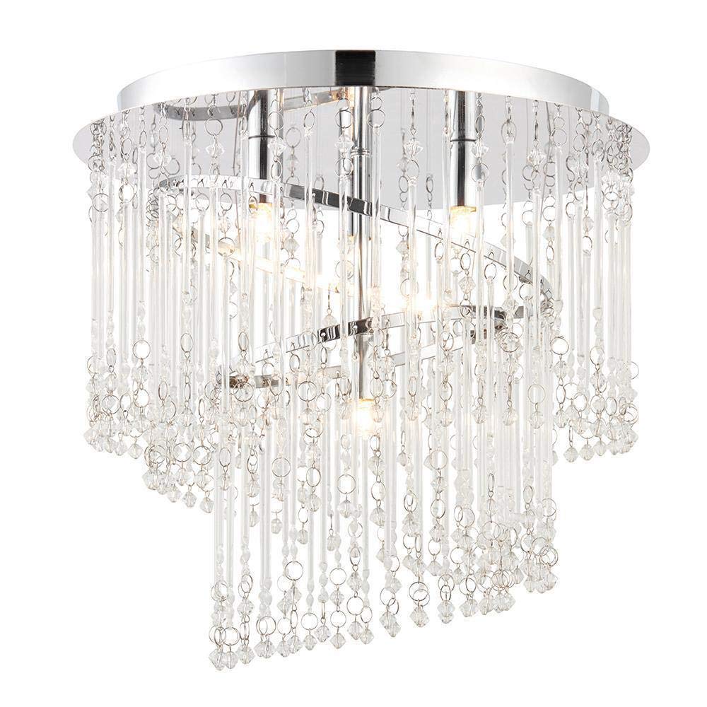 Endon 68698 Camille Modern Contemporary Decorative Chrome Dimmable Flush Ceiling Light Leather, Metal IP20 220-240V