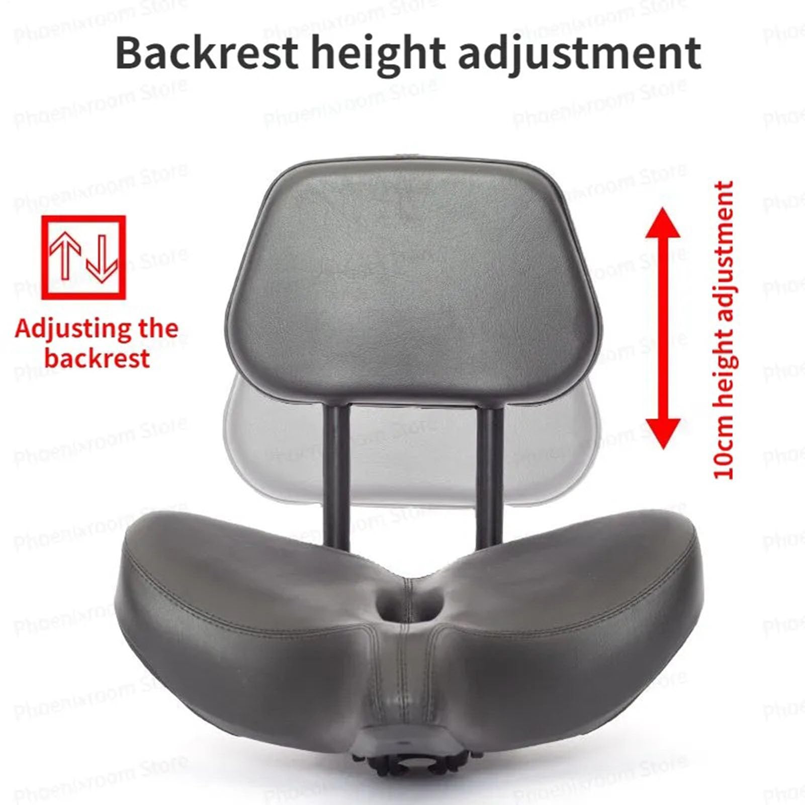 Soporte de Asiento de Bicicleta Ancho - 10 cm de Altura Ajustable | asiento de triciclo acolchado, cuero PU suave | Entrenamiento de gimnasio Colgante de protección de cadera de absorción de im