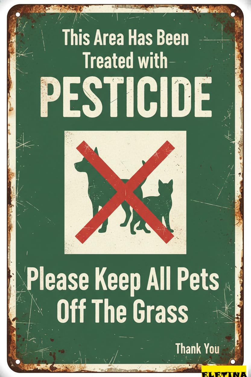 Keep Pets Off Grass Clean Up Tin Sign, 8x12 Inch