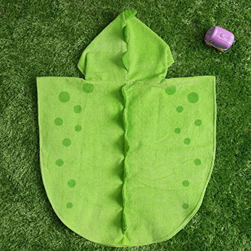 Kreomitxt S0001-GREEN-S Children Bath Towel Robe Kids Hooded Beach Swimming Poncho Dinosaur Pattern thumb #6