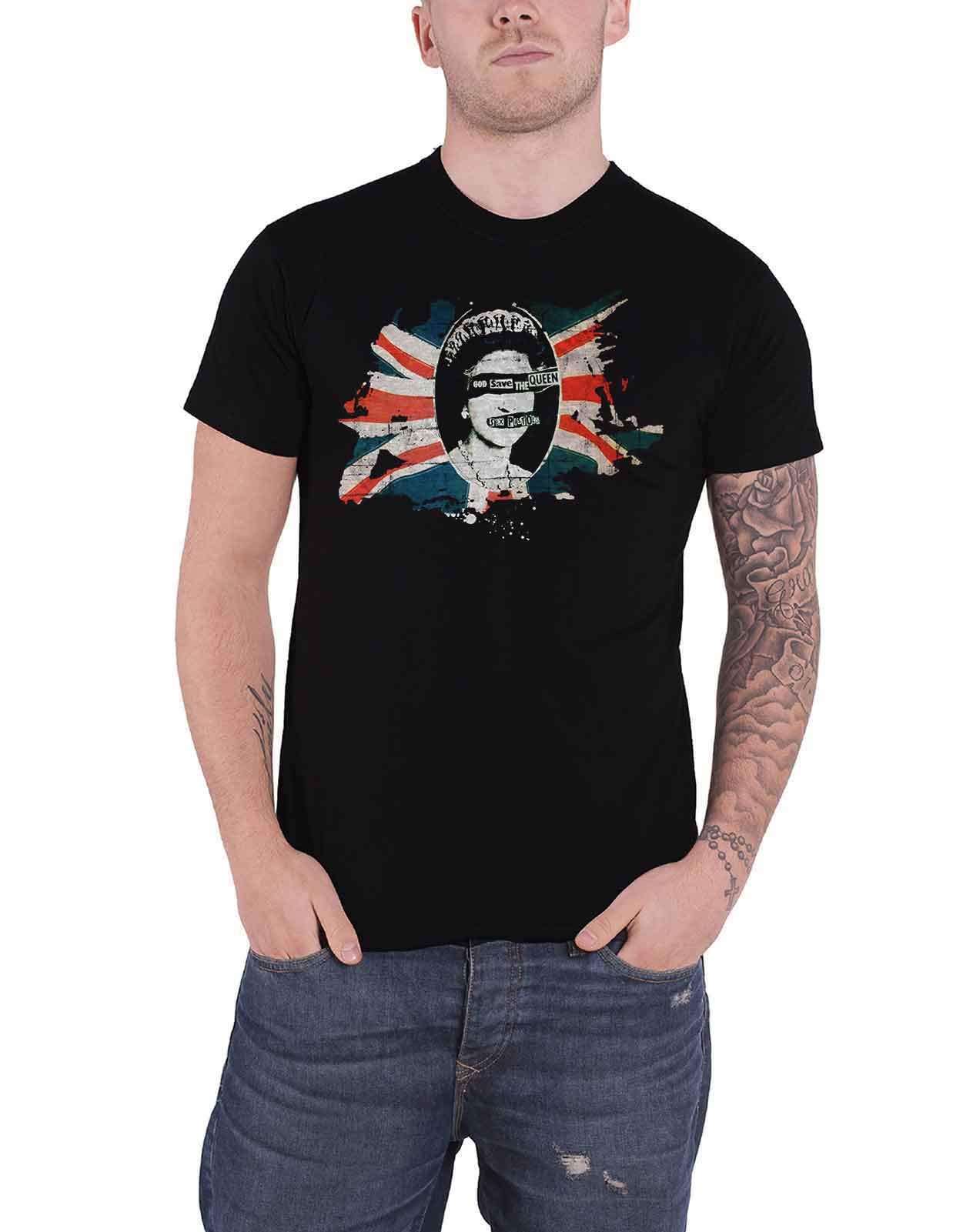 The Sex Pistols T Shirt God Save The Queen Flag Band Logo Official Mens Black XXL