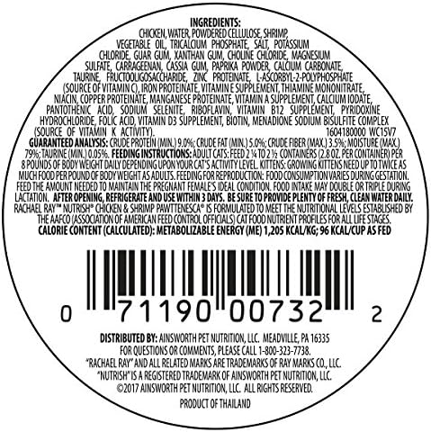 Miniatura 4 de Rachael Ray Nutrish - Alimento húmedo natural para gatos, receta Chicken & Shrimp Pawttenesca (pollo y camarones a la Pawttenesca) envase de 2.8