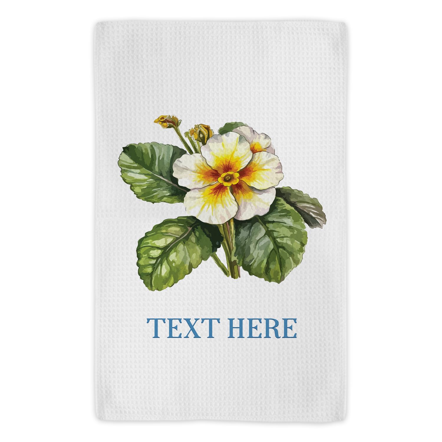 KRAFTYGIFTS Personalised Floral Tea Towel Primrose Kitchen Cloth Cotton Hand Towel Housewarming Birthday Gift New Home Flowers For Mum KC148
