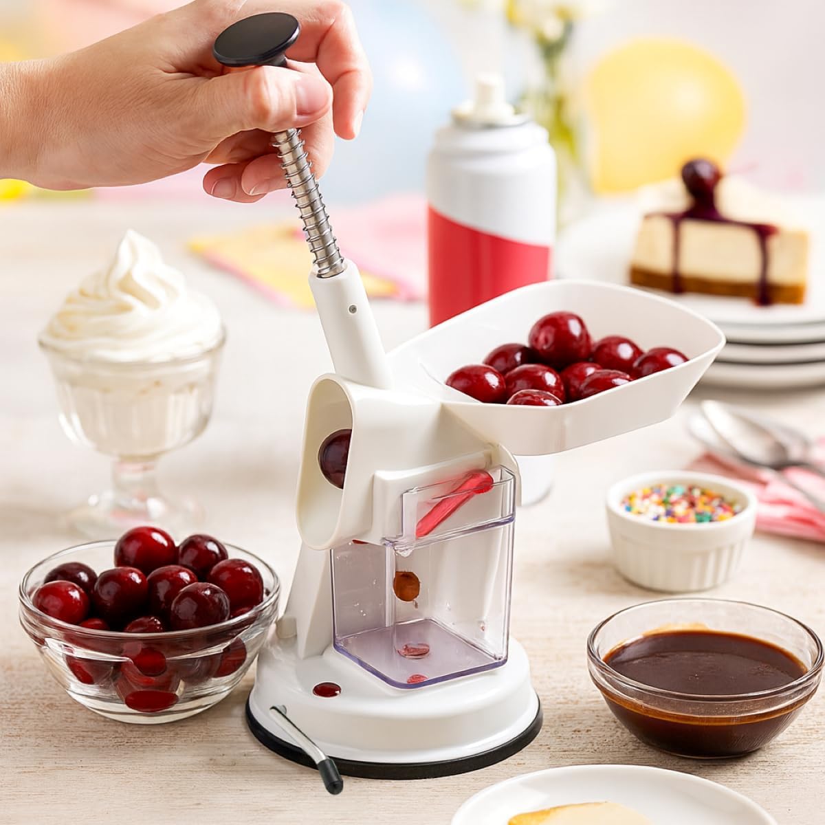 Mrs. Anderson’s Baking Deluxe Cherry Pitter with Suction Base, BPA Free, 11-Inches x 7.5-Inches x 4.5-Inches