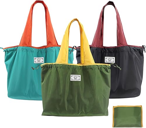 Bolsas de compras reutilizables plegables, grandes bolsas plegables que cabe en el bolsillo, bolsas de comestibles plegables para cocina, ligeras,