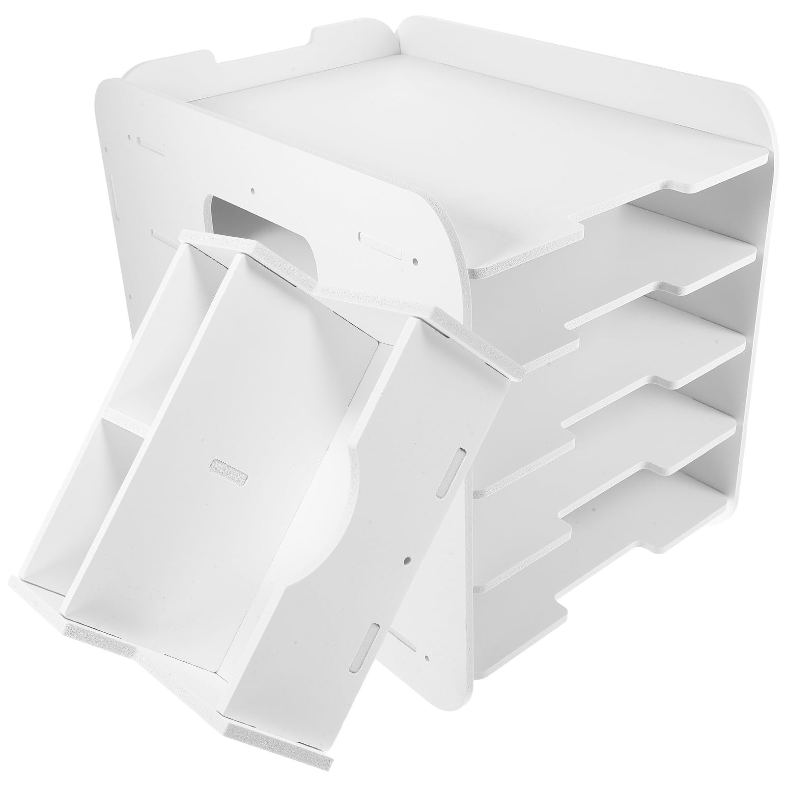 Étagère de rangement pour dossiers A4 COHEALI en bois-plastique avec 5 niveaux de tri compact