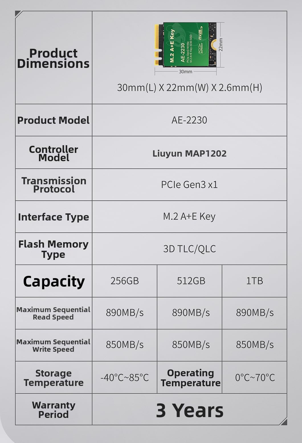 Oak M.2 A+E Key 2230 SSD (1T) at Amazon.com