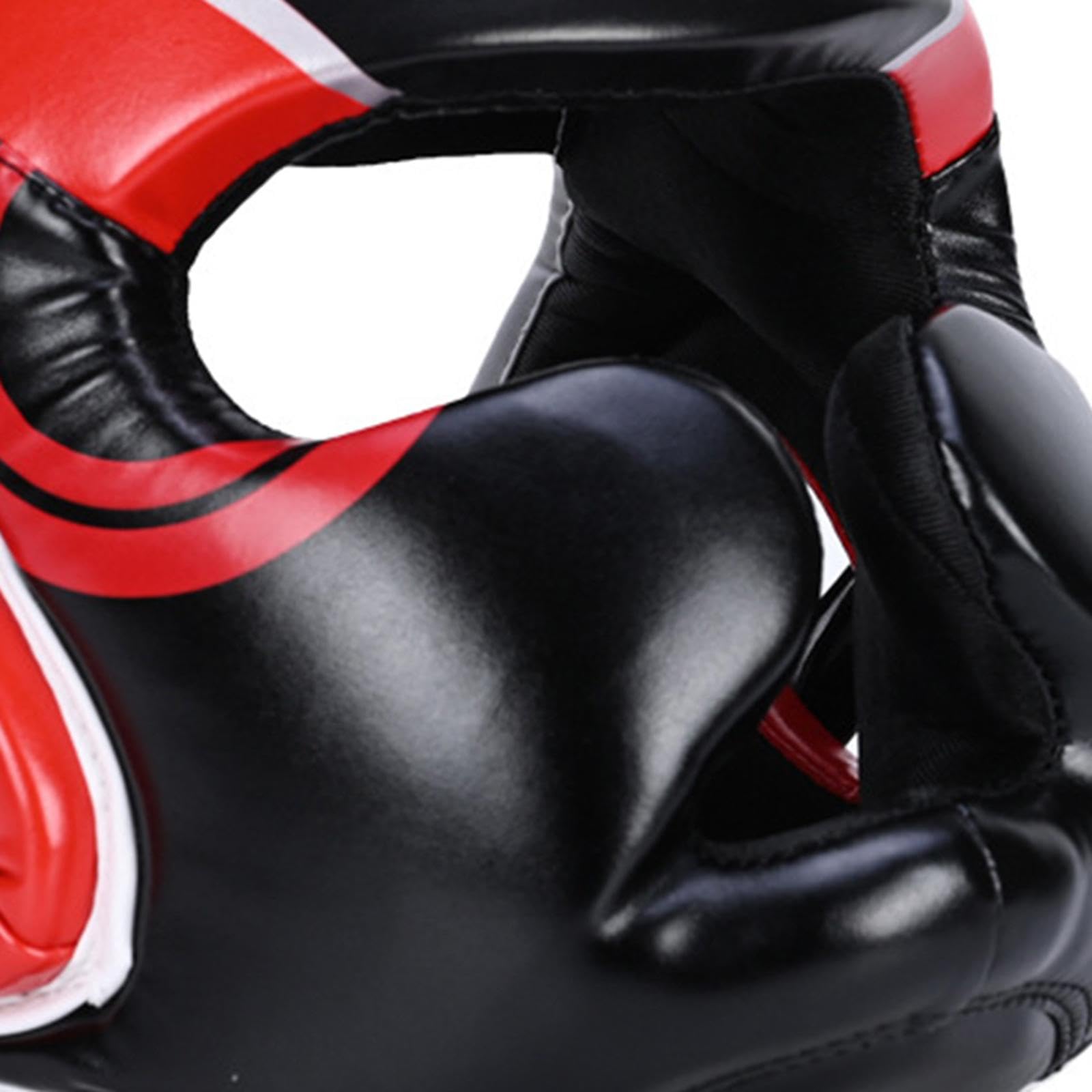Casco Boxe Protettivo per Bambini Adulti Uomini Donne Casco Taekwondo Regolabile Imbottito Copertura Integrale Viso Materiale Traspirante in PU Pelle