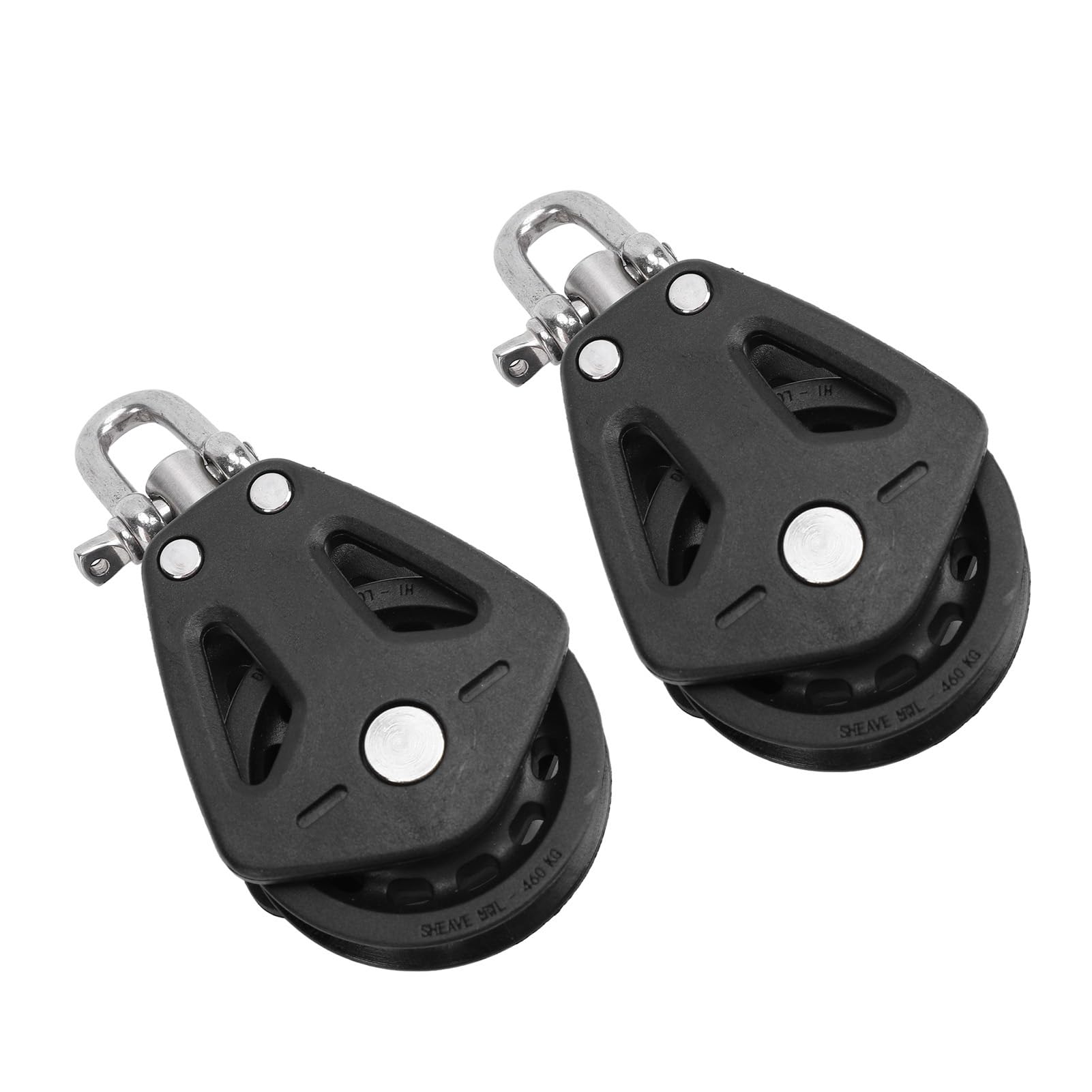 2pcs Meeresscheibe Block Edelstahl Nylon Schwerlast Hohe Belastungskapazität Universeller Einzelriemenscheibe Block für Segelboote, Kajaks, Kanus mit Geschwindigkeitsreduzierung