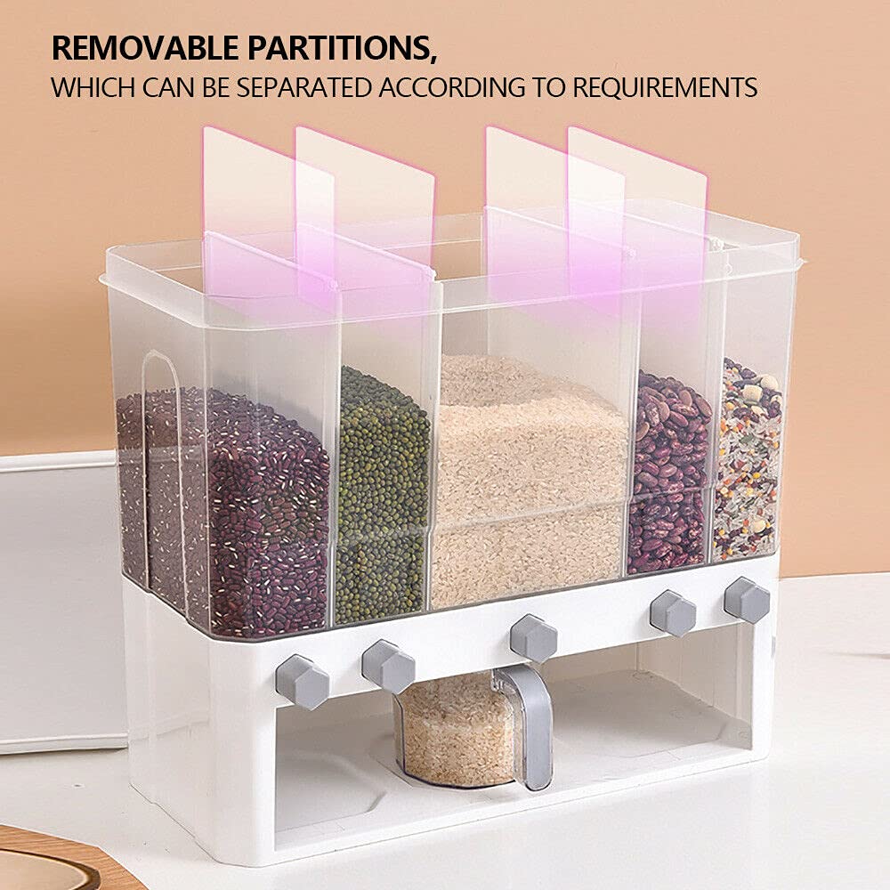 Futchoy Boîte de rangement hermétique à 5 compartiments avec couvercle et verre doseur pour la cuisine
