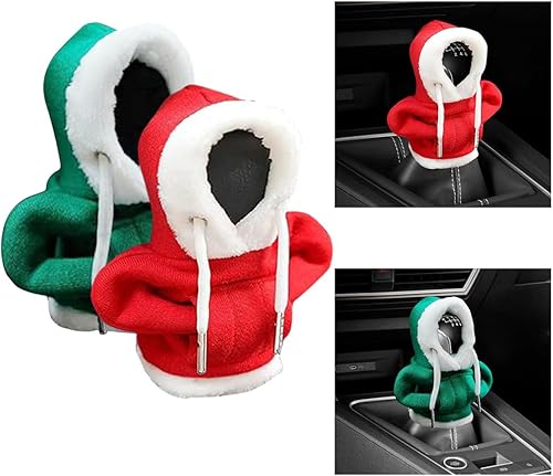 JOYCOURT Funda con capucha para palanca de cambios de automóvil, estilo navideño, para invierno, cálido, protector con capucha, funda universal para