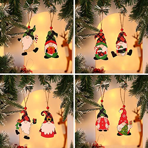 Paintable Christmas Ornaments, 20Pcs Unfinished Wood Gnome Pendant With Twine Rope For Christmas Tree Decorations Diy Craft Making Painting #TOP4