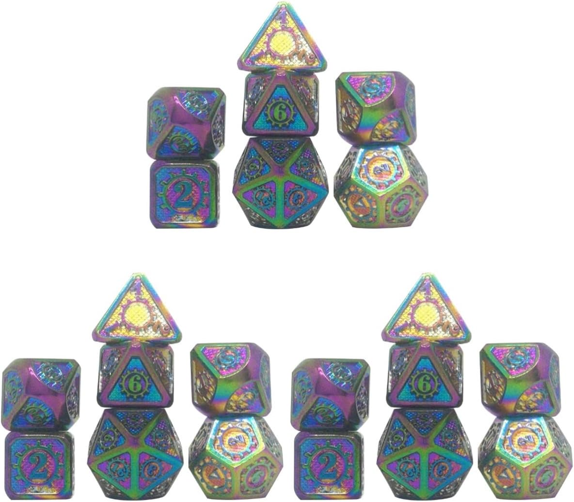 Toyvian 21 Piezas de Poliedro de Metal Dados de Metal de Varios Lados Dados Juego de Mesa Dados Número Decorativo