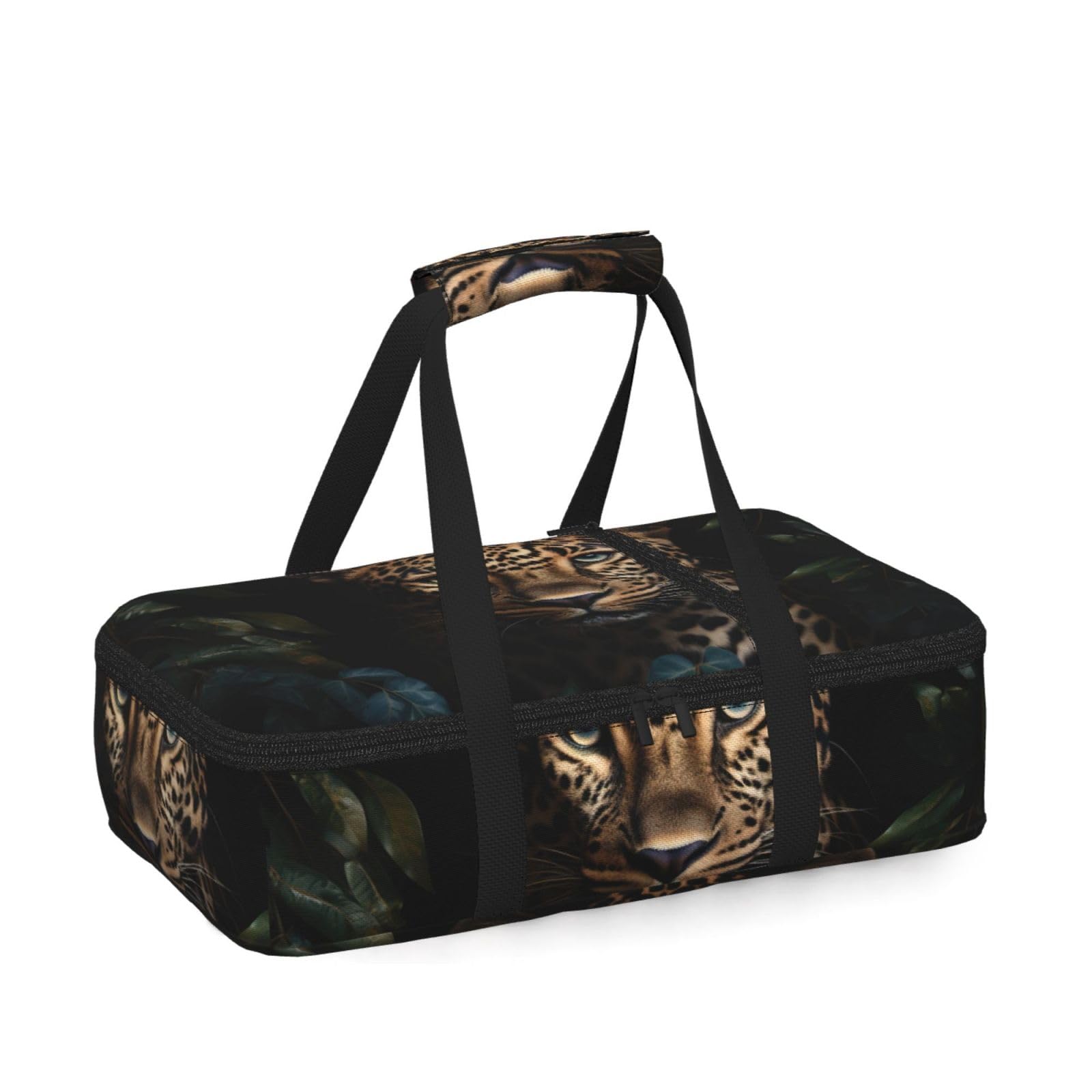 Leopard Print Print Insulated Thermal Food Storage Bag Daily Reusable Picnic Tote Lunch Box Home
