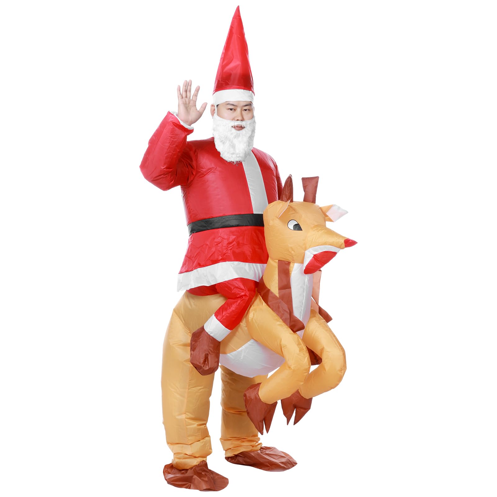 Joyesplay Christmas Inflatable Costumes Santa Claus Outfit Blow up Christmas Snowman Reindeer Costume Fancy Dress for Ault Unisex One Size(Red 1)
