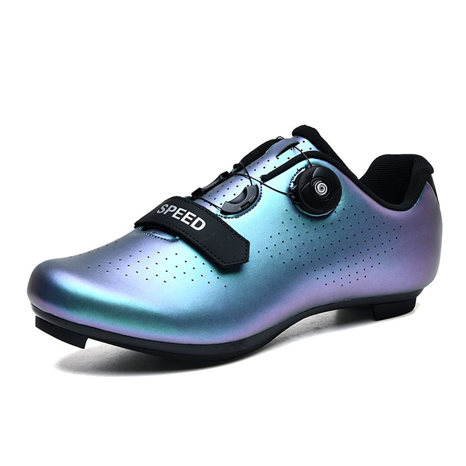 Chaussures de cyclisme pour homme avec SPD, chaussures Peloton avec boucle compatibles Delta pour course en intérieur, bleu-45