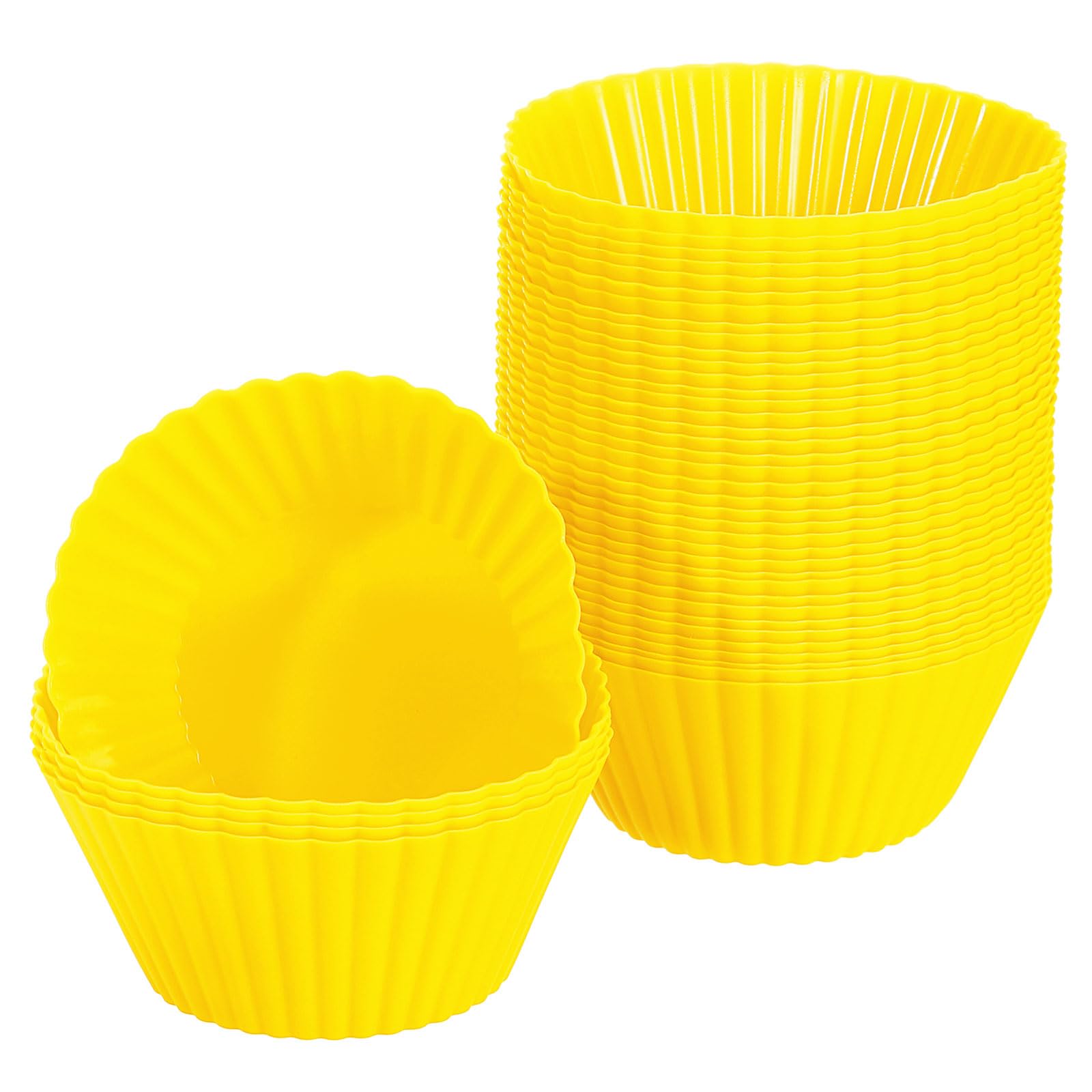 Moldes de silicona amarillos para magdalenas uxcell de 42 unidades, ideales para desayunos