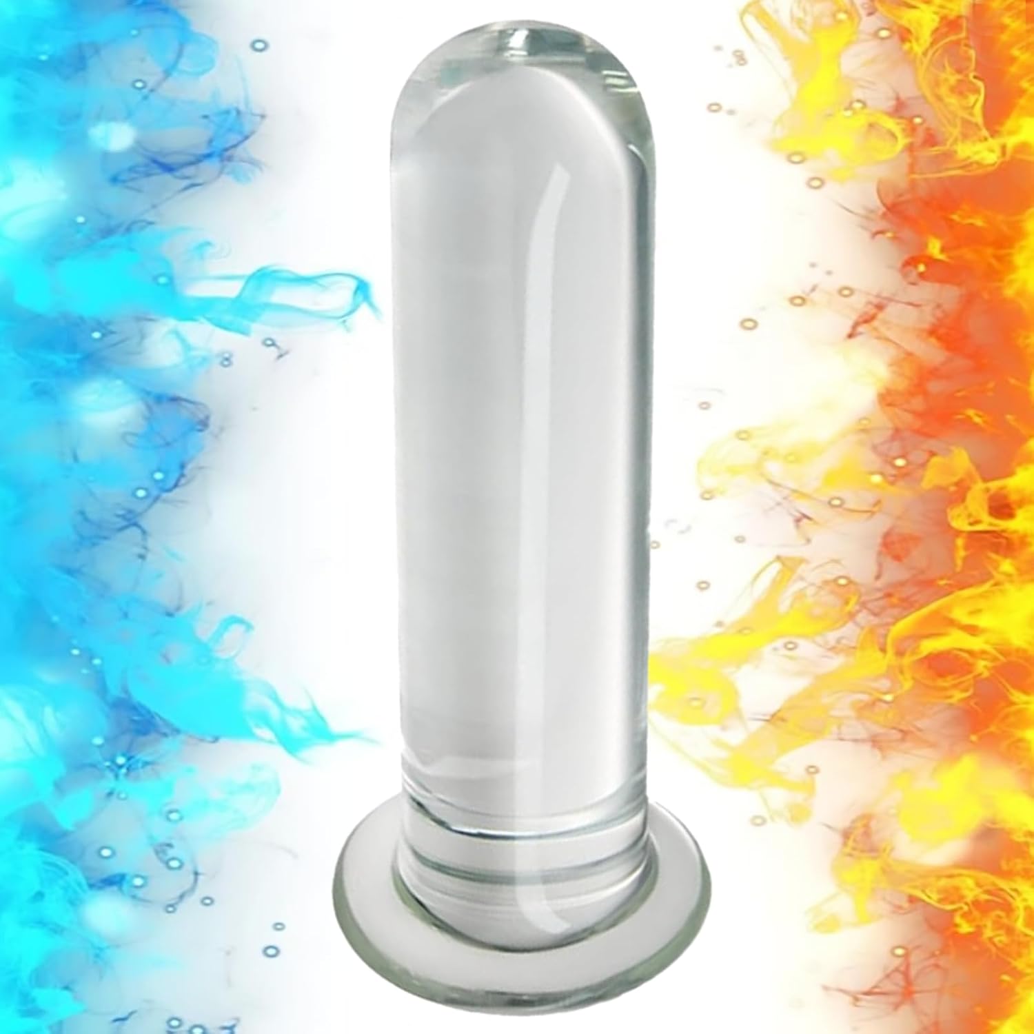 Crystal Glass Butt Plug Trainer - Huge Glass Anal Plug Dildo Cylinder Shaped Pleasure Wand Glass Anal Trainer Anal Dilator G-spot Dildo Prostate Massager for Men Women (L)