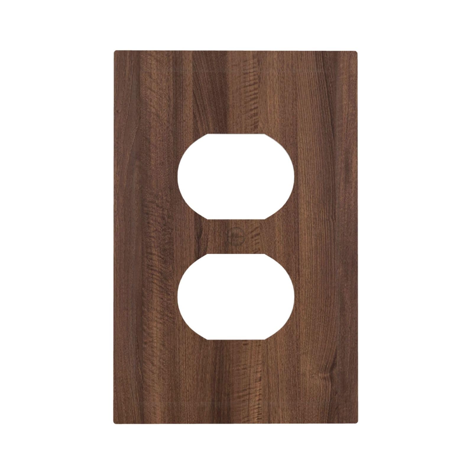 Photo 1 of GNIXYUNXI Outlet Covers Dark Walnut Wood Grain 1 Gang Duplex Light Switch Cover Plate Decorative Switch Plate Covers Electrical Socket Cover for Farmhouse Cabin Decor