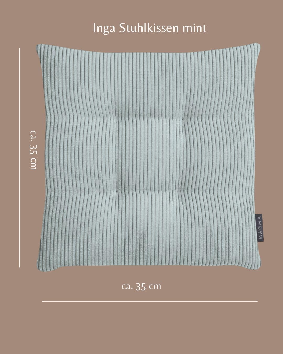 MAGMA 2er Set Inga Stuhlkissen ca. 35x35x5 cm Cordstoff (Mint)