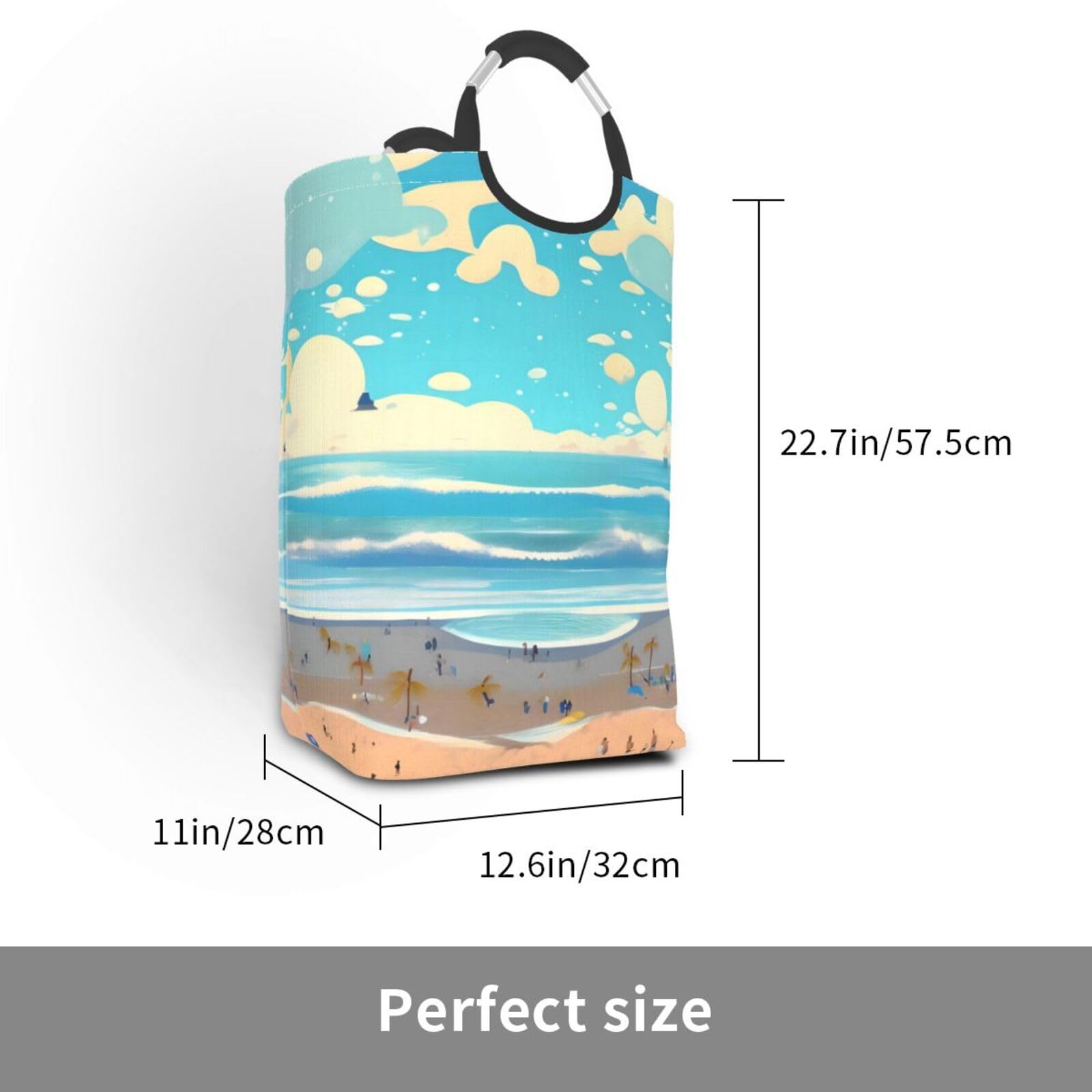 Strand-Cartoon-Aufbewahrungstasche, quadratisch, 50 l, faltbarer Wäschekorb, geeignet für Waschküche, Schlafsaal, Schlafzimmer