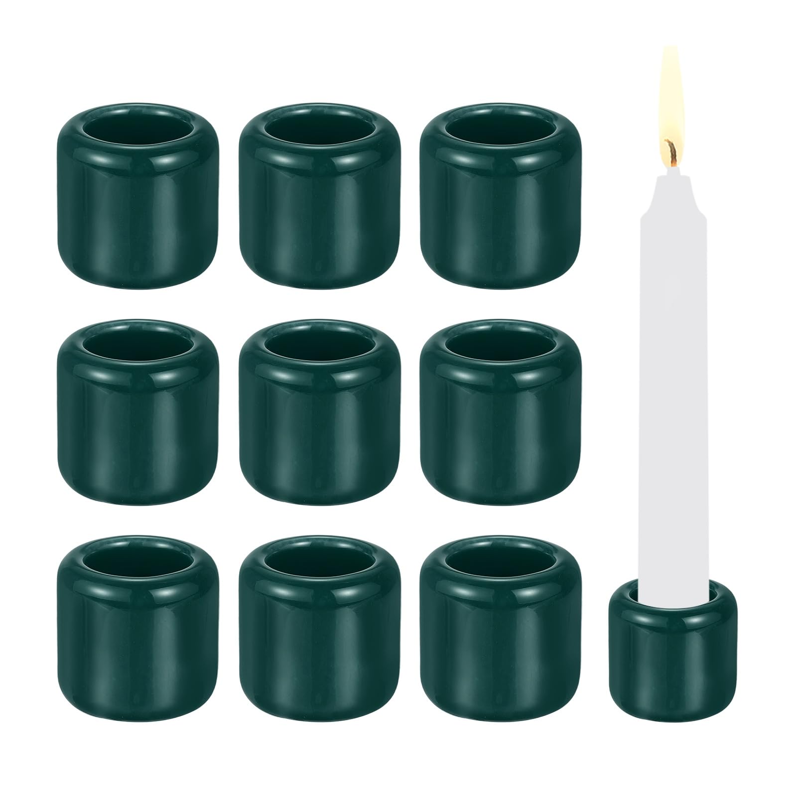 Porte-bougies chime en céramique vert foncé de 0.7 pouce pour rituels et table x10