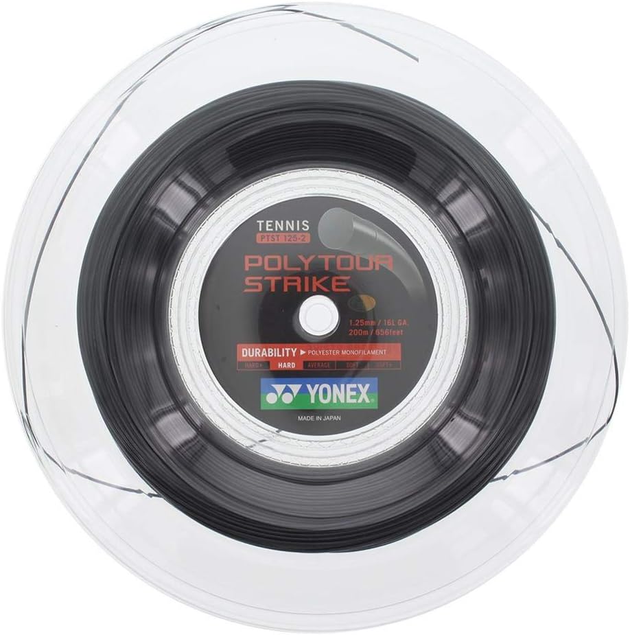 YONEX Unisex – Adult's Poly Tour Strike Saitenrolle 200m-Schwarz Tennis String, Black, Standard Size