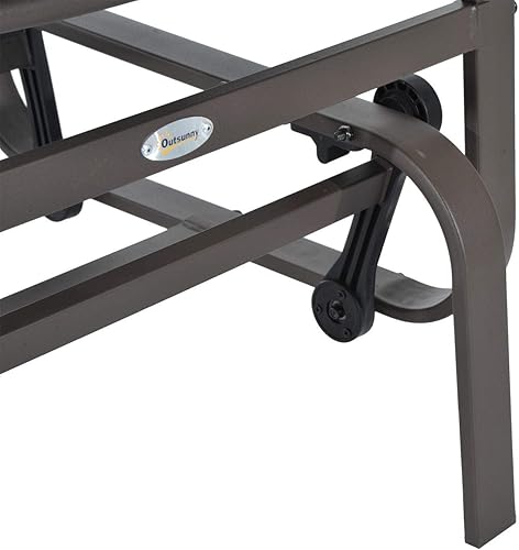 Miniatura 4 de Outsunny Juego de 2 sillas mecedoras para patio al aire libre de malla metálica de tela - marrón