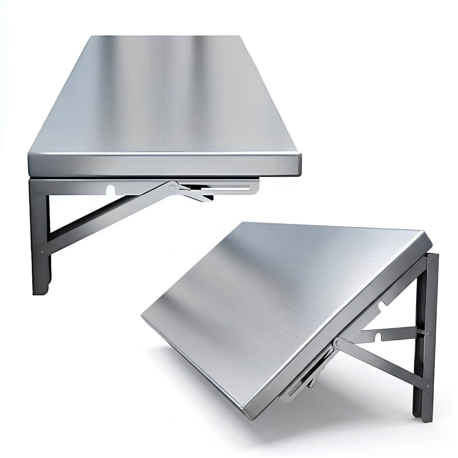 Tavolo Pieghevole da Parete in Acciaio Inox 304 - Tavolo Richiudibile Salvaspazio per Cucina, Lavanderia, Balcone e Piccoli Ambienti - Tavolo Multiuso Pesante e Resistente(100 * 35cm)
