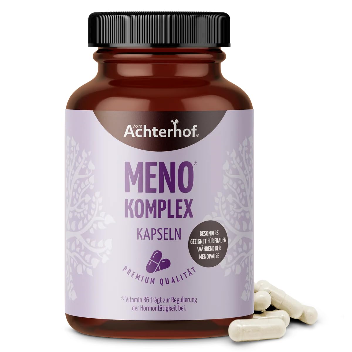 Meno Komplex Kapseln 120 Stück | mit Yams, Hopfen, Nachtkerzenöl und Salbei | Begleiter während der Menopause | Achterhof