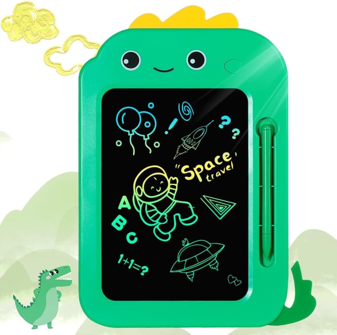 AzoneeLCD Doodle Board Tablet Toy Cartoon Writing Tablet Green Dinosaur Colorful Drawing Pad Writing Pad Erasable Reusable Handwriting Tablet for Kids Gifts for Toddler Educational Learning Travel