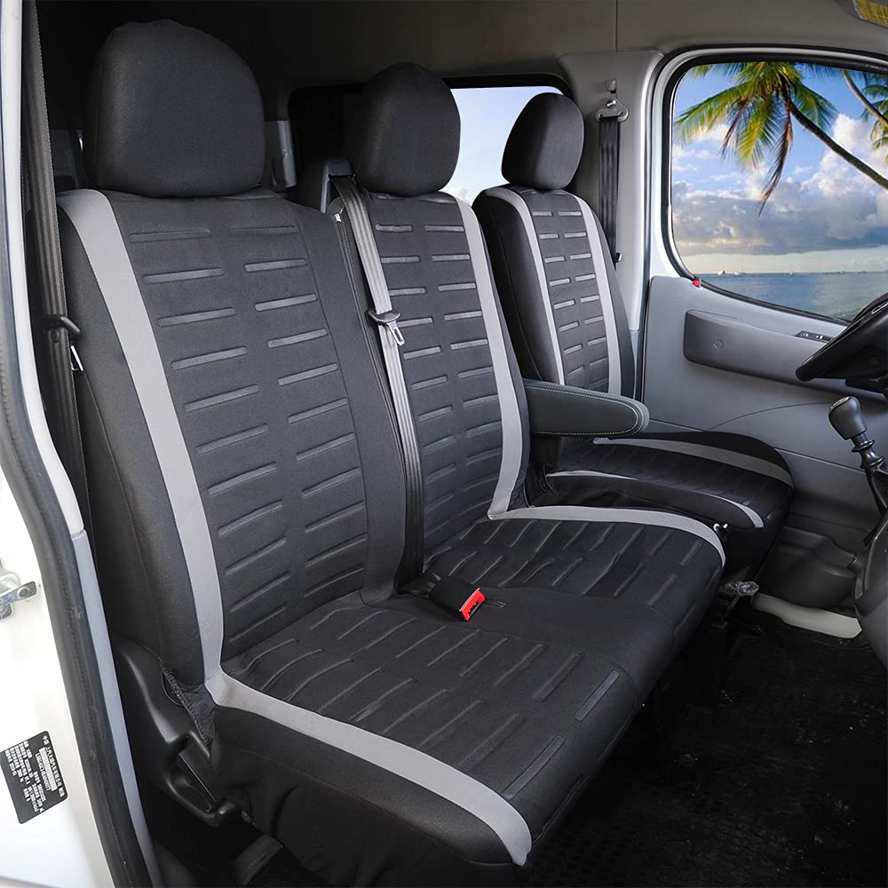 TOYOUN Coprisedili Furgone 3 Posti Universale Coprisedile Auto Singolo Doppio Anteriore Grigio
