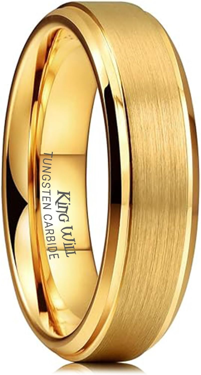 Mens Cubic Zirconia Wedding Ring - Full CZ Inlaid Tungsten Carbide 8mm Comfort Fit Band, Brushed/Polished Silver/Black Engagement Anniversary Rings for Him