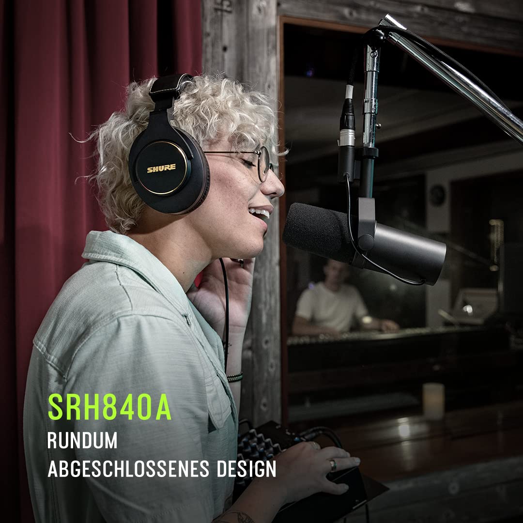 Shure SRH840A Over -Ear Over -Ear -Kabel -Kopfhörer für kritisches Hören und Überwachung, professionelles Headset, überlegener detaillierter Klang, zusammenklappbares Design - 2022 Version