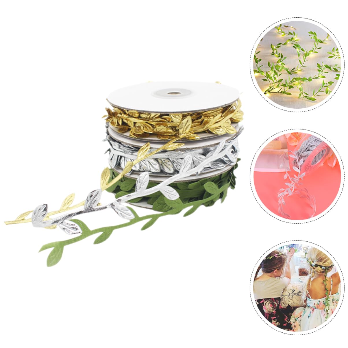 HOMSFOU 4 Set Nastro Decorativo Foglia E Verde Per Fai Da Te E Decorazioni Festive Per Avvolgere Regali Bouquet E Progetti Creativi Matrimonio E Feste 3 * 4