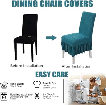Lukery Dining Room Chair Covers, Stretch Spandex Chair Covers Kitchen Chair Covers, Removable Washable Chair Covers, Chair Protector for Dining Room, Hotel (Grayish Brown,Set of 2)