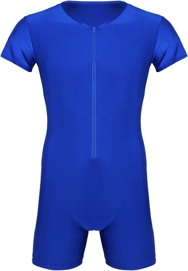 Hansber Men's Spandex Wrestling Singlet Jumpsuit Front Zipper Boxer Briefs Leotard Zentai Bodysuit