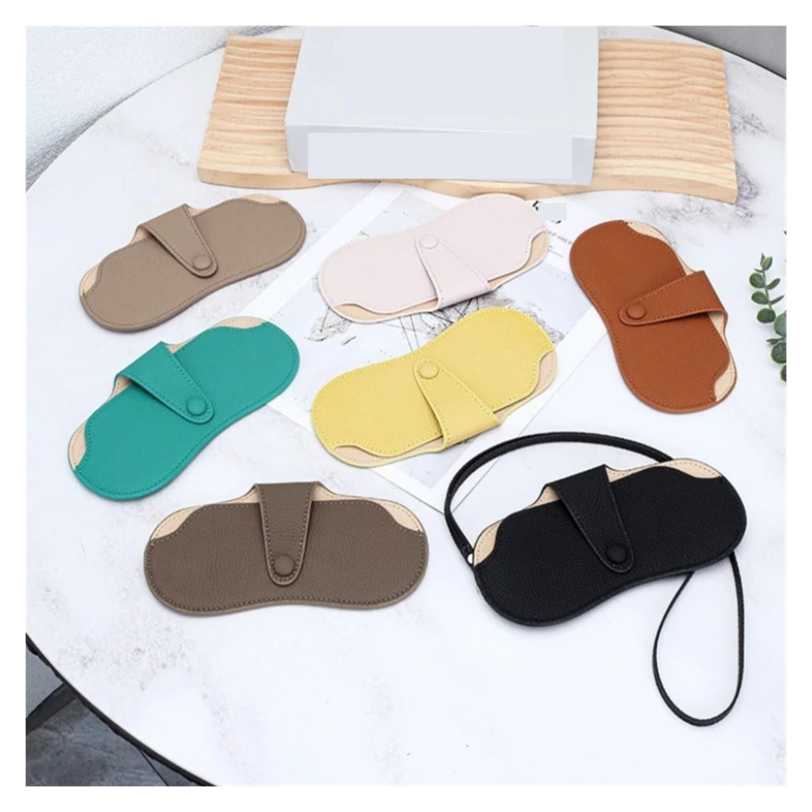 Funda de Gafas Blanda de Cuero Leather Sunglass Case, Glasses Cases Holder, Portable Soft Sunglasses Bag, Slim Eyeglasses Pouch Men Women with Lanyard