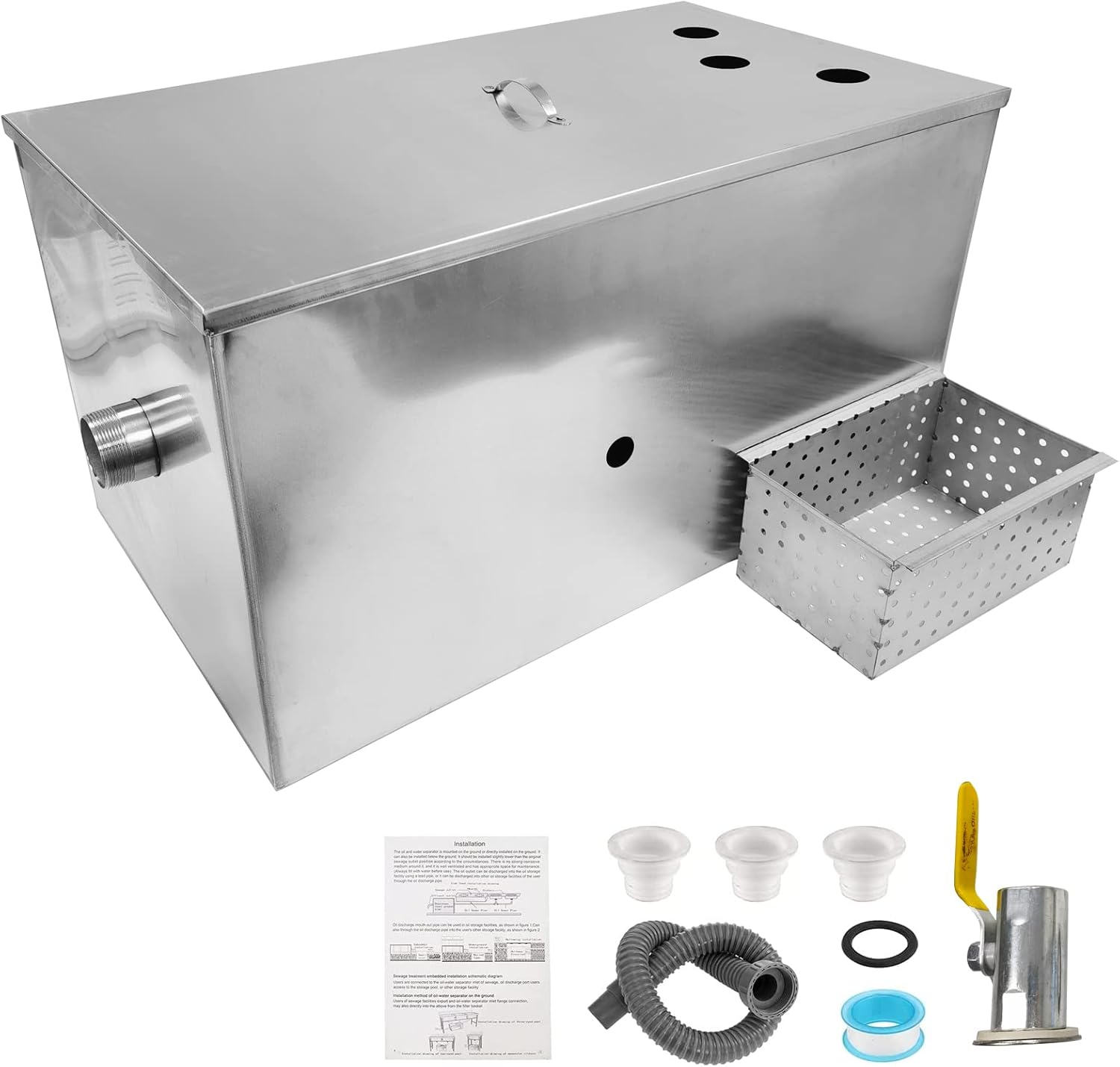 Ganggend Upgraded Commercial Grease Trap, 40LBS Grease