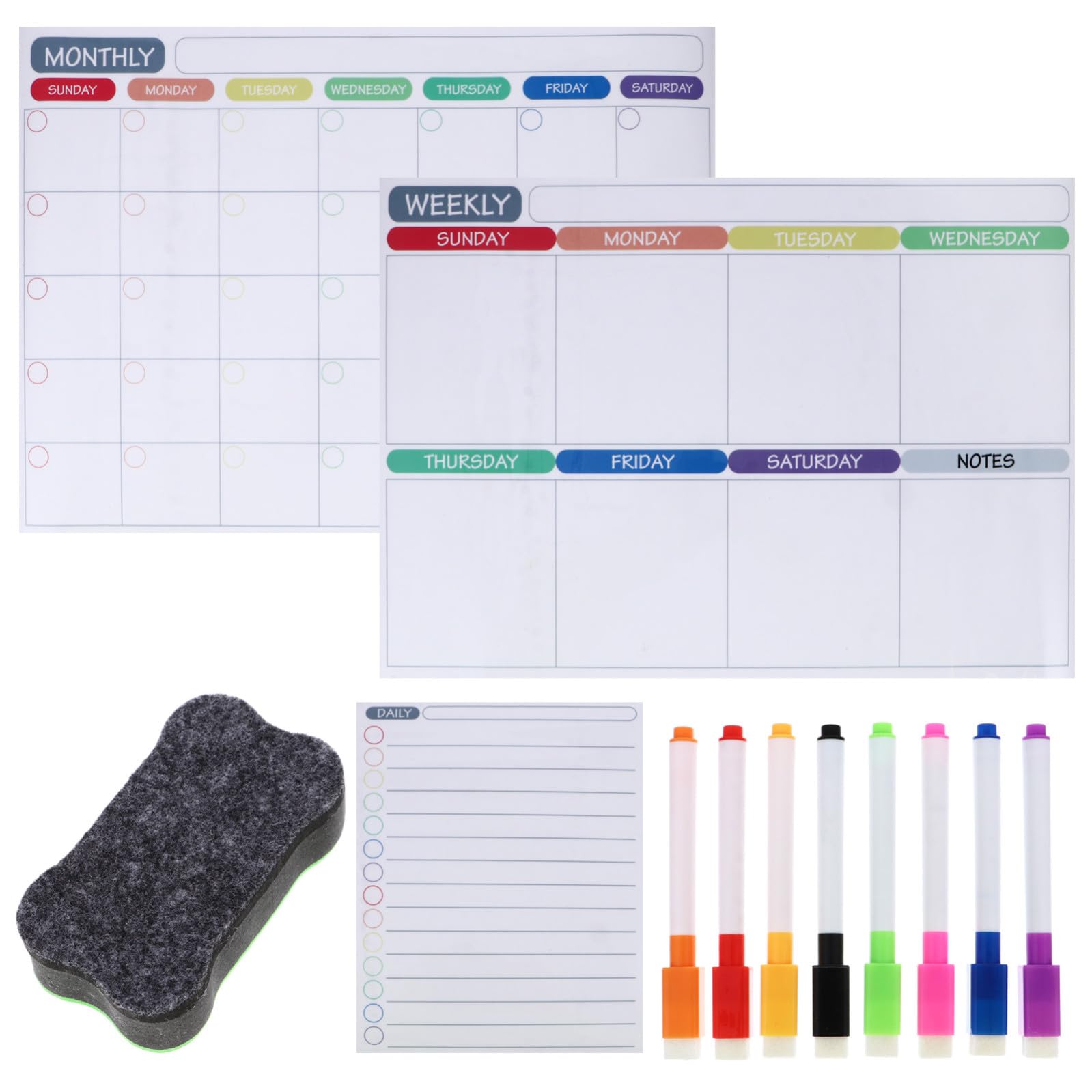 SOLUSTRE 12stücke Teiliges Magnetisches Kühlschrankkalender Abwischbarer Planer Für Wochen Und Monatsübersicht Magnettafel Für Notizen Einkaufslisten Für Fitness Gesundheit
