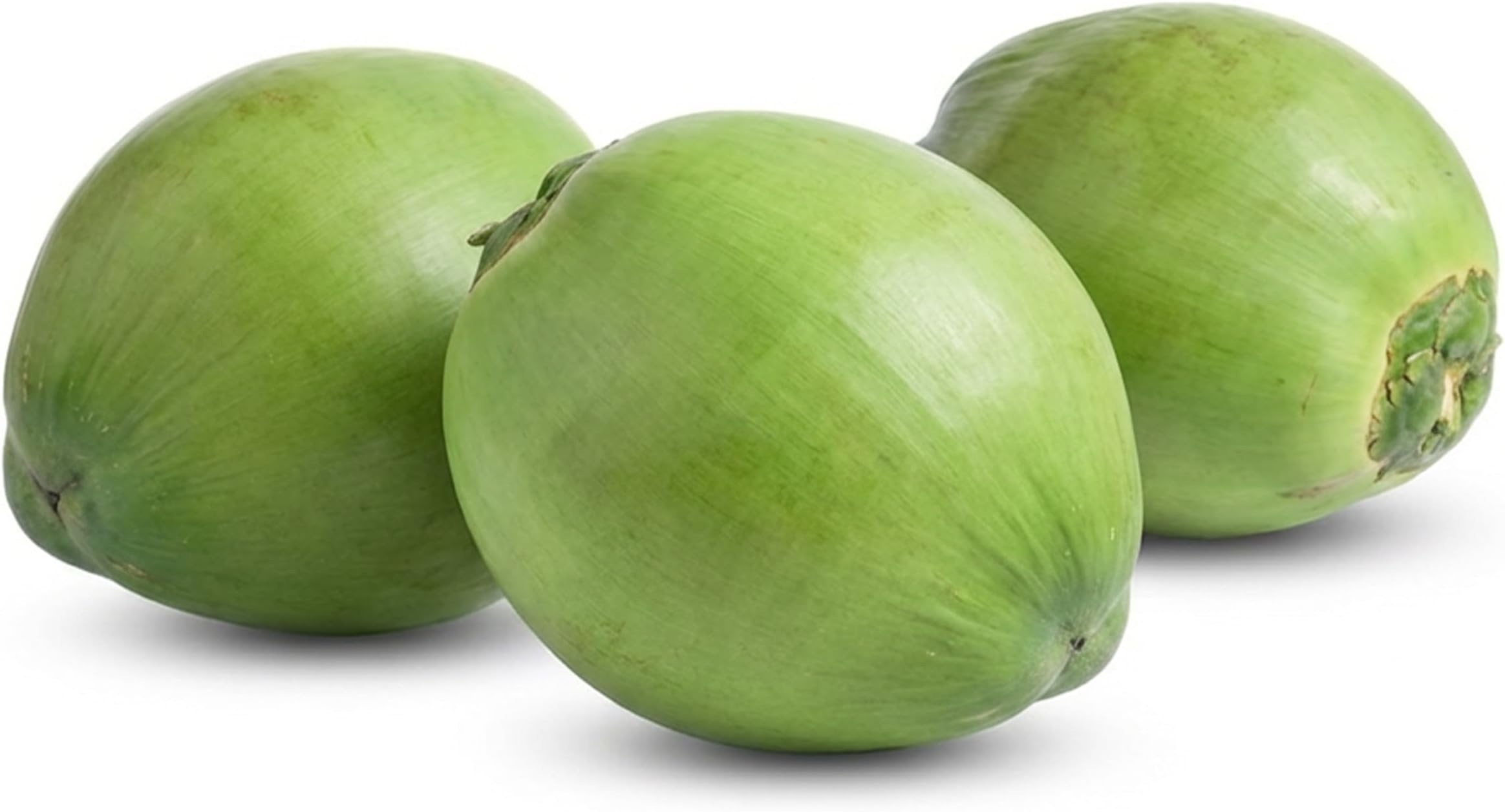 Fresh Green Young Water Coconuts Organic Non-GMO – Set of 3 – Whole Fresh Coconut with Coconut Water and Soft Jelly Meat – Ready to Drink