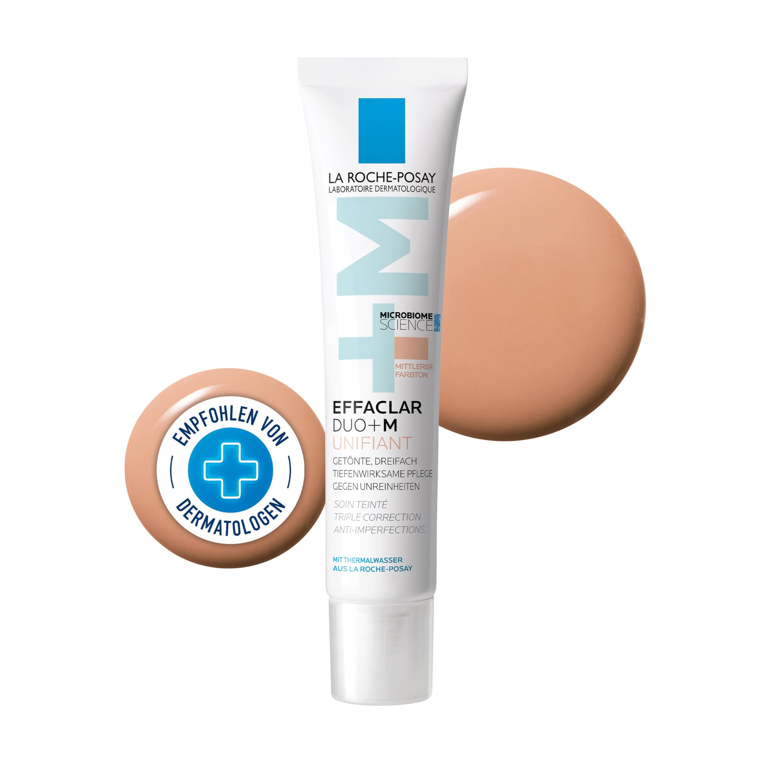 La Roche Posay Effaclar Duo+M Unifiant Mittel, Getönte Gesichtspflege, Dreifach korrigierende, tiefenwirksame Pflege gegen Unreinheiten und Pickelmale, Anti-Rückfall, Für zu Akne neigende Haut, 40 ml
