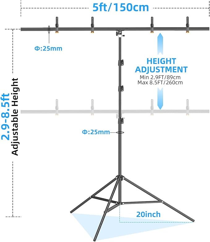 Soporte para fondos portátil EMART 8.5 x 5ft con accesorio miniatura 2